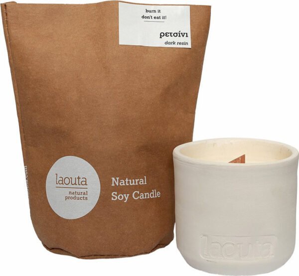 Laouta Natural Products Αρωματικό Κερί Σόγιας σε Βάζο Ρετσίνι Λευκό