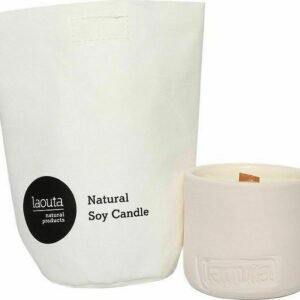 Laouta Natural Products Αρωματικό Κερί Σόγιας σε Βάζο Ρόδι Λευκό