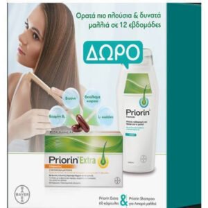 Bayer Priorin Extra 60 κάψουλες & Σαμπουάν Κατά της Τριχόπτωσης για Λιπαρά Μαλλιά 200ml