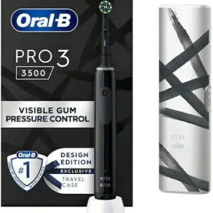 Oral-B Pro 3 3500 Design Edition Ηλεκτρική Οδοντόβουρτσα με Χρονομετρητή, Αισθητήρα Πίεσης και Θήκη Ταξιδίου Black