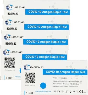 Clongene Lungene Covid-19 Rapid Test Διαγνωστικό Τεστ Ταχείας Ανίχνευσης Αντιγόνων με Δείγμα Σάλιου & Ρινικό 5τμχ