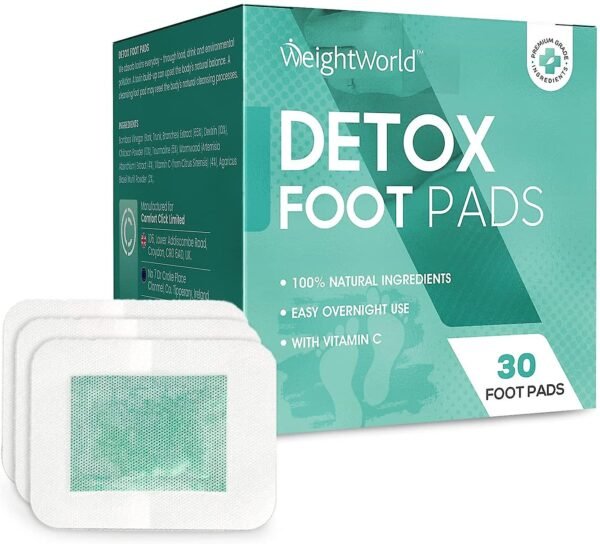 WeightWorld Detox Foot Pads x30-Φυσικά μαξιλάρια ποδιών για βαθύ καθαρισμό με ξύδι μπαμπού, σκόνη Chitosan & βιταμίνη C