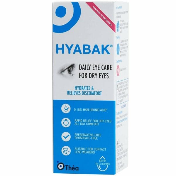Thea Pharma Hellas Hyabak Daily Οφθαλμικές Σταγόνες με Υαλουρονικό Οξύ για Ξηροφθαλμία 10ml
