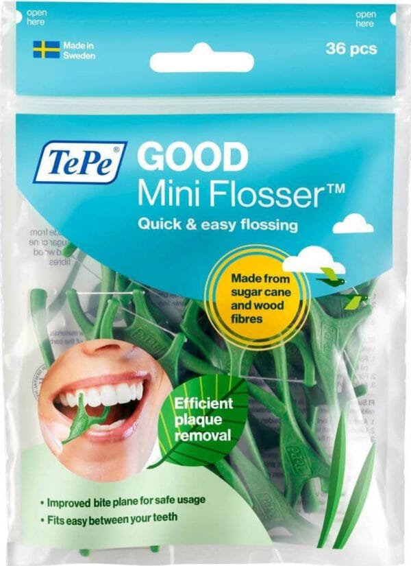 TePe Good Mini Flosser Οδοντικό Νήμα με Λαβή σε Πράσινο χρώμα 36τμχ