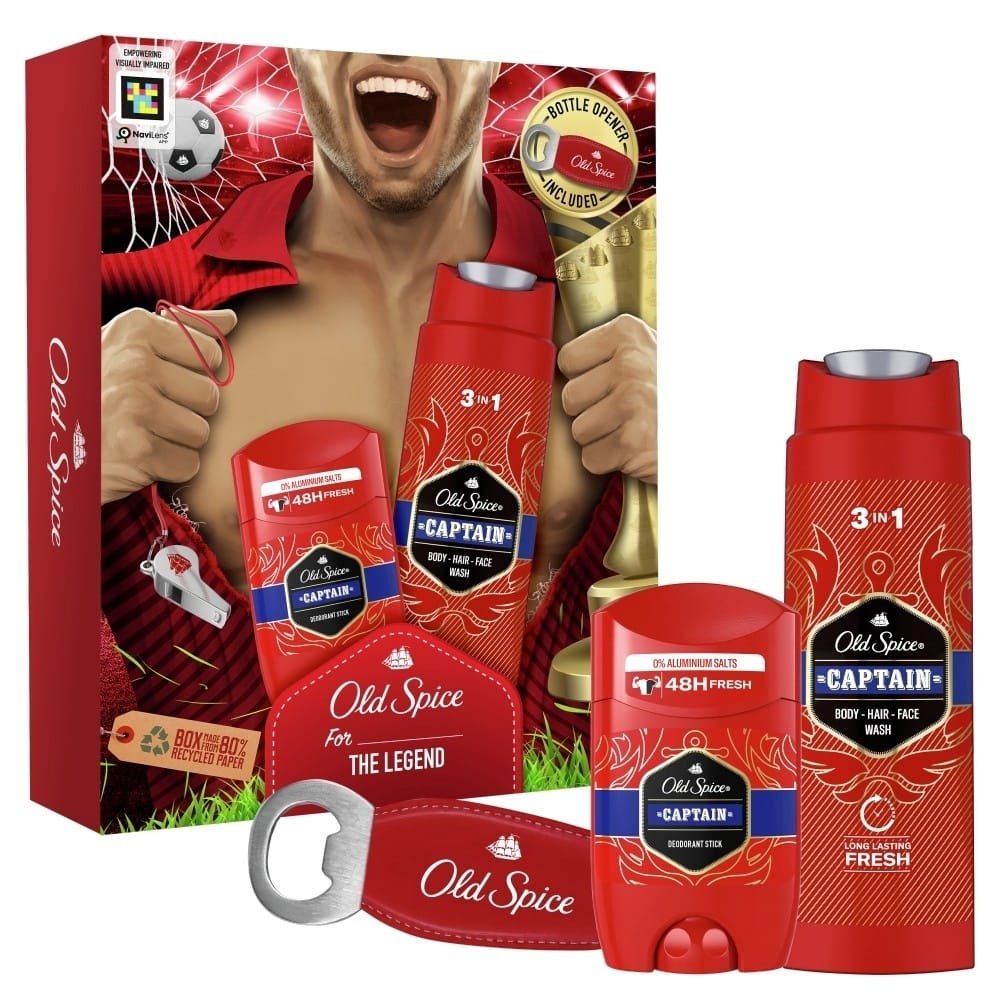 Old Spice XMAS PROMO PACK Captain Αποσμητικό Στικ 50ml, Αφρόλουτρο 250ml & Αντοιχτήρι Μπουκαλιών 1τμχ. Old Spice XMAS PROMO PACK Captain Αποσμητικό Στικ 50ml, Αφρόλουτρο 250ml & Αντοιχτήρι Μπουκαλιών 1τμχ.