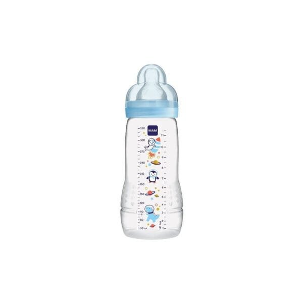 Mam Easy Active Πλαστικό Μπιμπερό Θηλή Σιλικόνης 4+m Γαλάζιο, 330ml