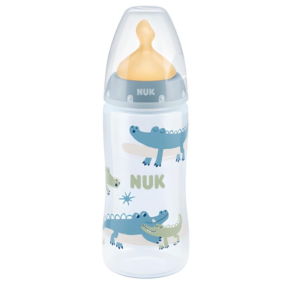 Nuk First Choice+ Μπιμπερό Λάτεξ Temperature Control 0-6m Μπλε Κροκόδειλος, 300ml