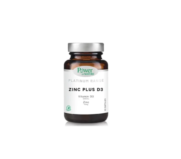 Power Of Nature Platinum Range Zinc Plus D3 15mg/2000iu 30 κάψουλες