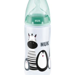 Nuk First Choice+ Πλαστικό Μπιμπερό με Θηλή Σιλικόνης 0-6m Πράσινο,Ζέβρα 300ml