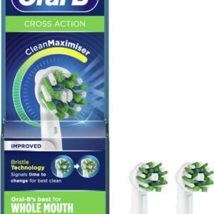 Oral-B CrossAction Κεφαλές Βουρτσίσματος Με CleanMaximiser Λευκό Χρώμα 2 τμχ