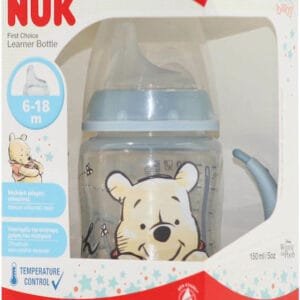 Nuk First Choice Εκπαιδευτικό Μπιμπερό Πλαστικό με Λαβές Winnie the Pooh Blue για 6m+ 150ml