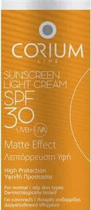 Corium Line Sunscreen Light Cream Matte Effect Αντηλιακή Κρέμα Προσώπου SPF30 50ml