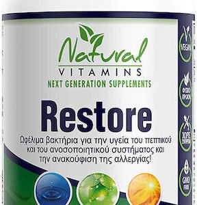 Natural Vitamins Restore Συμπλήρωμα με Προβιοτικά 60 φυτικές κάψουλες